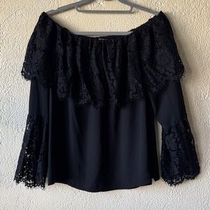 Vince Camuto Black Lace Off-Shoulder Blouse